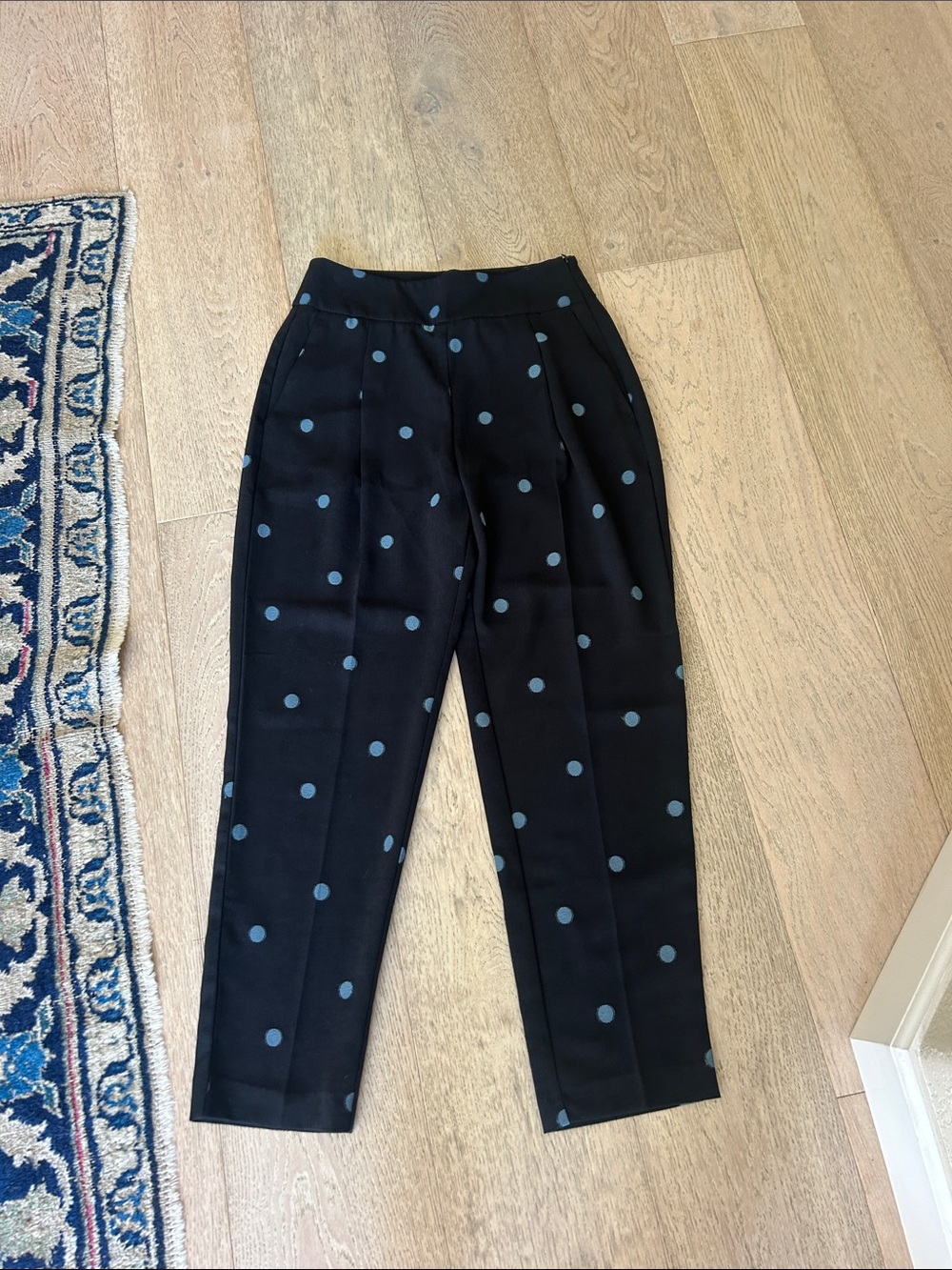 Zara Black trousers with blue polka dots